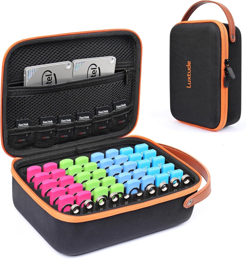 Luxtude Flash Drive Case USB Storage Case, 61 Slots Thumb Drive Cases, USB Organizer Cases for Samsung,for Sandisk, Memory Stick, Medium - Image 1